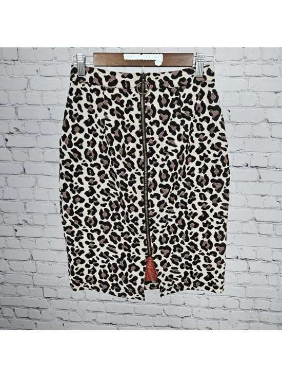 Maeve Anthropologie Multicolor Leopard Back Zip Straight Knee Length Skirt XS - Picture 2 of 11